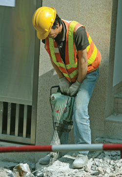Worker with jackhammer